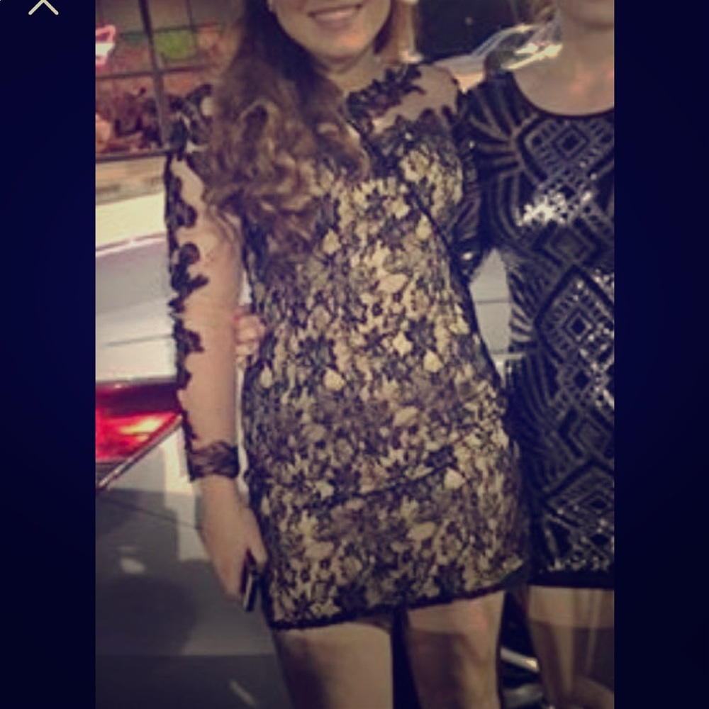 Black lace illusion homecoming dress, size 10